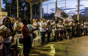 Em Ipatinga, marcha realizou ato político-cultural na presença de parceiros, com poesia e sanfona. Foto: Comunicação MAB